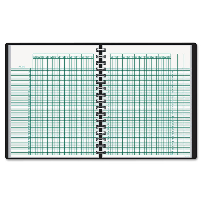 AT-A-GLANCE Undated Class Record Book, Nine to 10 Week Term: Two-Page Spread (35 Students), 10.88 x 8.25, Black Cover