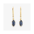 1.20 Ct Marquise Blue Sapphire Prong 10K Gold Dangle Earrings by Fine Color Jewels