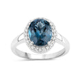 2.55 Ct Oval London Blue Topaz Lab Diamond Prong Silver Halo Ring by Fine Color Jewels