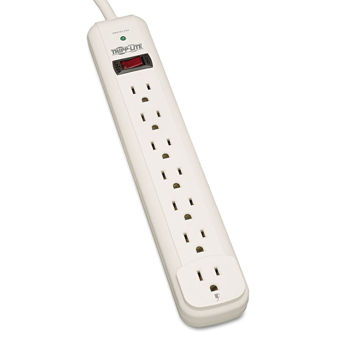 Tripp Lite Protect It! Surge Protector, 7 AC Outlets, 12 ft Cord, 1,080 J, Light Gray