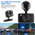 1080P Dual Dash Cam 3" Screen with Front and Rear Camera G-Sensor Motion Night Vision Loop Recording by DailySale