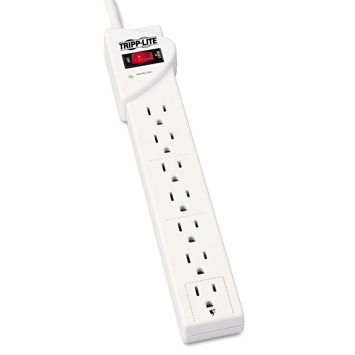 Tripp Lite Protect It! Surge Protector, 7 AC Outlets, 6 ft Cord, 1,080 J, Light Gray