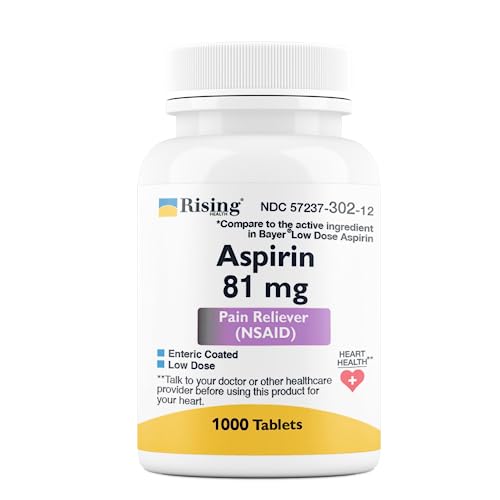 Rising Health Pain Relief - Low Dose Aspirin 81mg For Adults - Compared To Bayers - Enteric Coated Low Strength Aspirin Tablets - Pain Reliever For Minor Aches And Pains - Made In USA by Pasteur Pharmacy