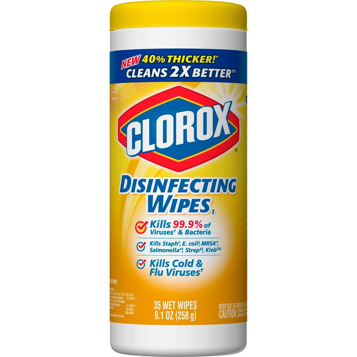Clorox Disinfecting Wipes, 7 X 8, Crisp Lemon, 35/Canister by Pasteur Pharmacy