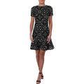 Aqua Laser-Cut Floral Flounce Dress, Size Medium by Vanessa Jane