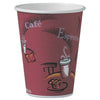 Dart Solo Paper Hot Drink Cups in Bistro Design, 12 oz, Maroon, 300/Carton