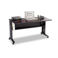 Safco Mobile Computer Desk with Reversible Top, 53.5" x 28" x 30", Mahogany/Medium Oak/Black