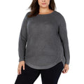 INC Womens Plus Size Zipper-Trim Waffle Knit Long Sleeve Crewneck Sweater, 1X by Vanessa Jane