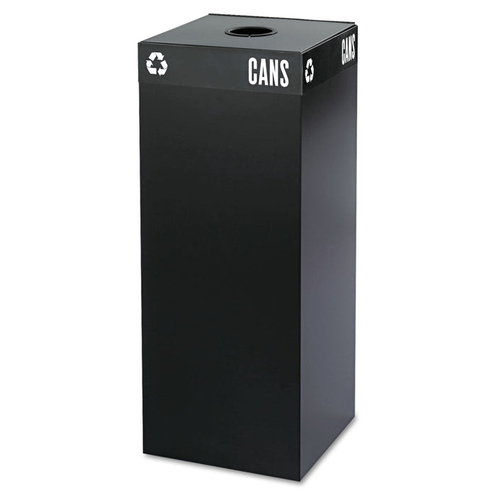 Safco Public Square Can-Recycling Container, Square, Steel, 37 gal, Black