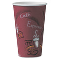 Dart Solo Paper Hot Drink Cups in Bistro Design, 16 oz, Maroon, 300/Carton