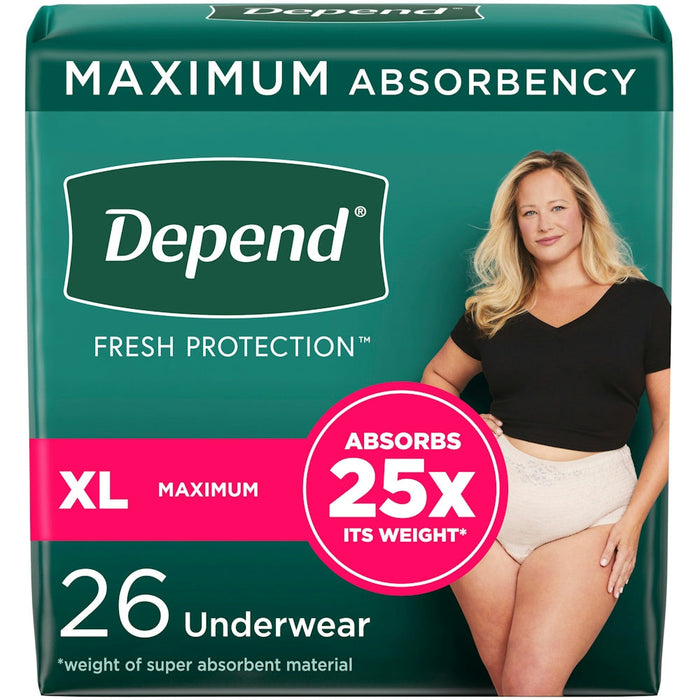 Depend Fresh Protection Incontinence Underwear for Women, XL, 26 Count – Maximum Absorbency by Pasteur Pharmacy