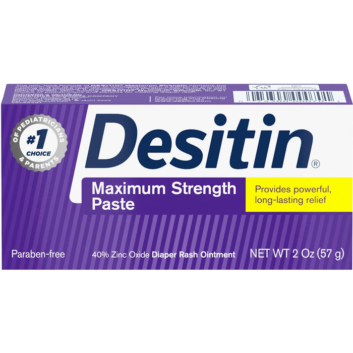 Desitin Maximum Strength Baby Diaper Rash Cream With 40% Zinc Oxide For Treatment, Relief & Prevention, Hypoallergenic, Phthalate- & Paraben-Free Paste, Travel Size, 2 Oz by Pasteur Pharmacy