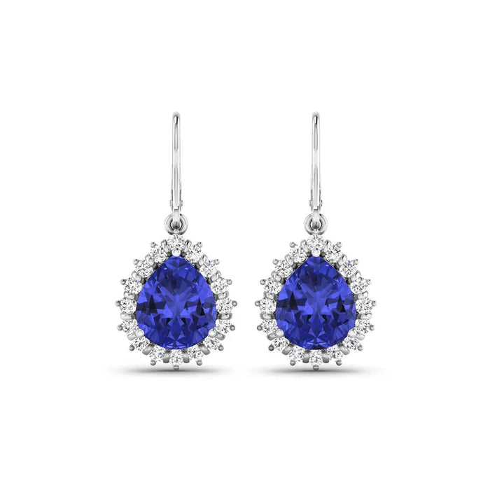 Genuine Tanzanite and Diamond Dangle Earrings by Fine Color Jewels