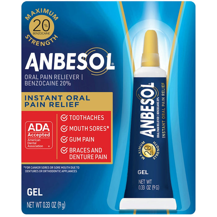 Anbesol® Instant Oral Pain Relief – Maximum Strength Gel (0.33 oz) by Pasteur Pharmacy
