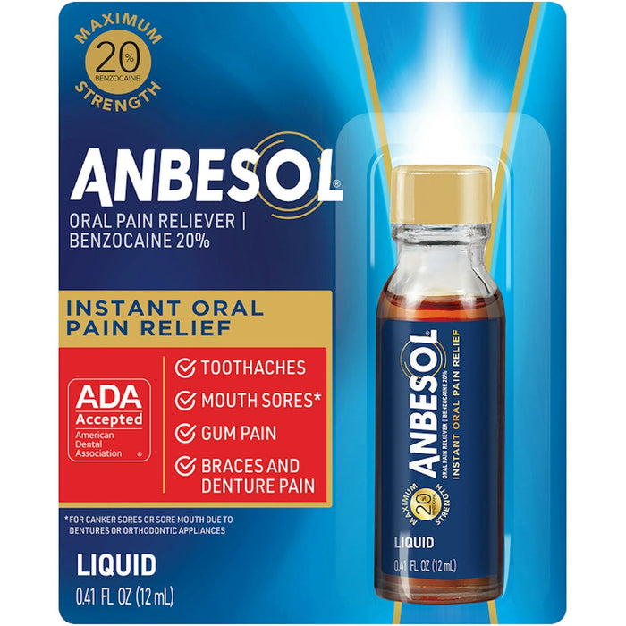 Anbesol Instant Oral Pain Relief Maximum Strength Liquid 0.41 Fl Oz by Pasteur Pharmacy