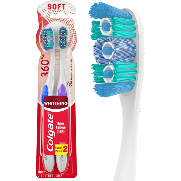 Colgate Optic White Adult Manual Whitening Toothbrush, Soft 2 Pack Multicolor by Pasteur Pharmacy