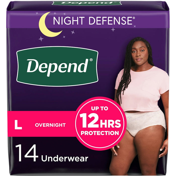 Depend Night Defense Adult Incontinence Underwear For Women, Disposable, Overnight, Large, Blush by Pasteur Pharmacy