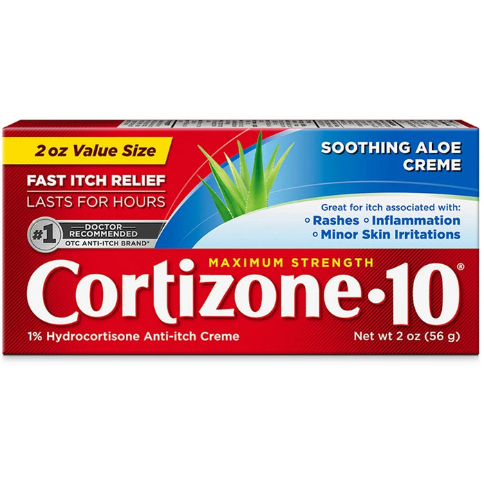 Cortizone 10 Maximum Strength Soothing Aloe Anti-Itch Cream, 1% Hydrocortisone, 2 Oz by Pasteur Pharmacy