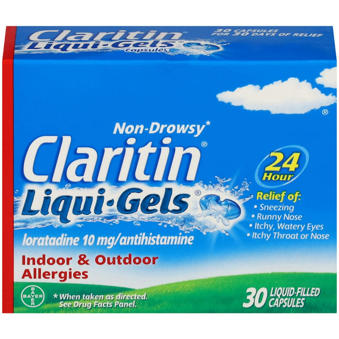 Claritin Liqui Gels Capsules 10 Mg Non Drowsy Indoor & Outdoor Allergies Relief by Pasteur Pharmacy