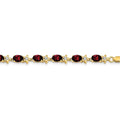 Genuine Red Garnet 14K Gold Floral Bracelet by Fine Color Jewels