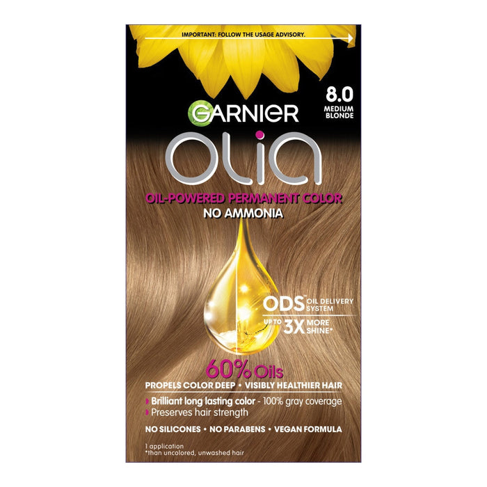 Garnier Olia Oil Powered Permanent Hair Color - 8.0 Medium Blonde by Pasteur Pharmacy