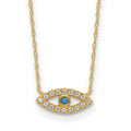 10K Gold CZ Evil Eye Necklace by Fine Color Jewels