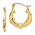 10K Gold Dolphin Heart Hoop Earrings by Fine Color Jewels