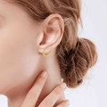10K Gold Dolphin Heart Hoop Earrings by Fine Color Jewels