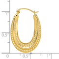 10K Yellow Gold Oval Hollow Hoop Earrings by Fine Color Jewels