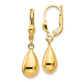 10K Gold Teardrop Dangle Earrings by Fine Color Jewels