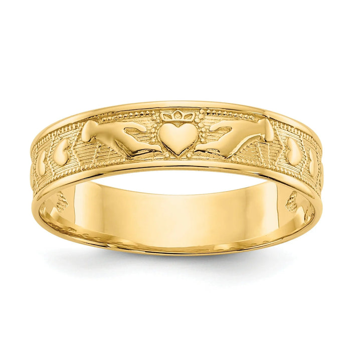10k Gold Claddagh Band by Fine Color Jewels