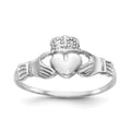 10k White Gold Claddagh Ring by Fine Color Jewels
