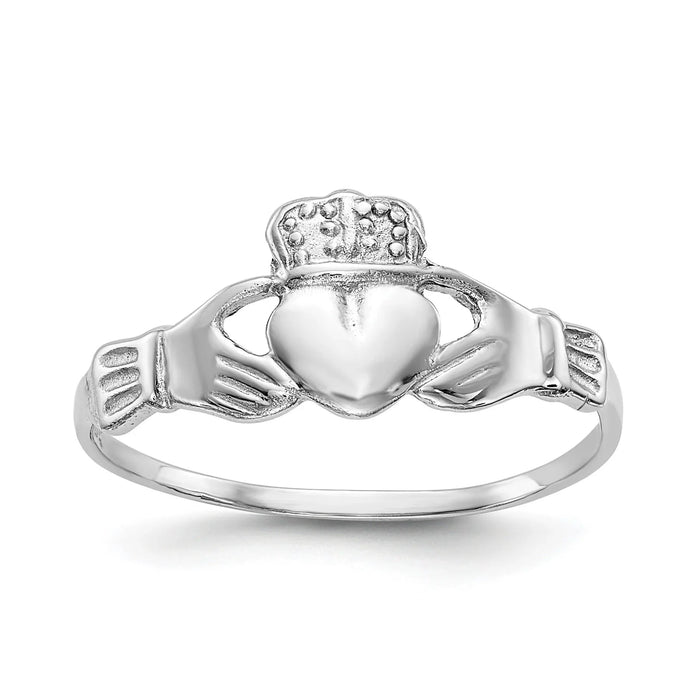 10k White Gold Claddagh Ring by Fine Color Jewels