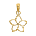10k Gold Hawaiian Plumeria Flower Pendant by Fine Color Jewels