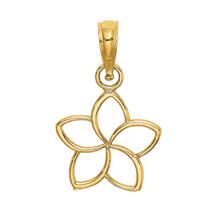 10k Gold Hawaiian Plumeria Flower Pendant by Fine Color Jewels