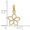 10k Gold Hawaiian Plumeria Flower Pendant by Fine Color Jewels