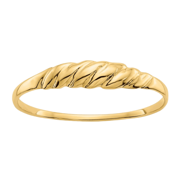 10K Gold Ridged Dome Ring For Women by Fine Color Jewels