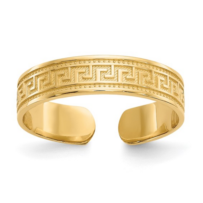 10K Yellow Gold Greek Key Toe Ring by Fine Color Jewels