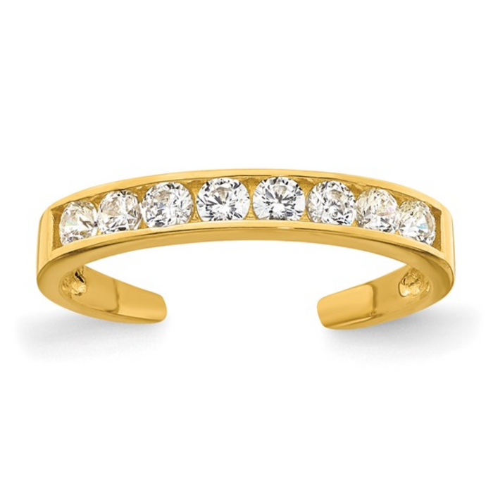 10k Yellow Gold White CZ Toe Ring by Fine Color Jewels