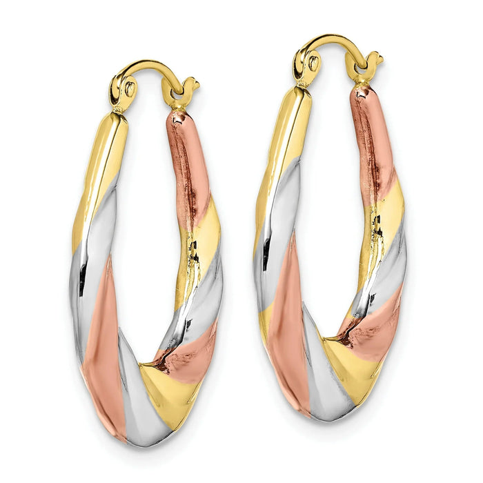 10K Gold Oval Hollow Hoop Earrings by Fine Color Jewels