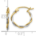 10K Gold Two-Tone Twisted Hoops Earrings by Fine Color Jewels