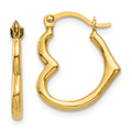 10K Gold Heart Hoop Earrings by Fine Color Jewels