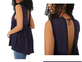 Free People Indigo Bella Babydoll Tank Top, Size Small by Vanessa Jane