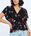 Elaina Floral Blouse - Black by Boutique 23