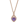 Natural Purple Amethyst Silver Heart Necklace by Fine Color Jewels