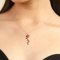 Peach Sapphire Leaf Pendant Necklace by Fine Color Jewels