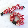 Gingham Red Buckle Scrunchie - No Snagging, No Tangles by Buckle Scrunchies by RE.STATEMENT