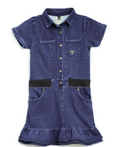 Guess Girls Short Sleeve Demim Dress, Blue, Size 12 by Vanessa Jane