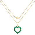 10K Yellow Gold Zambian Emerald Heart Necklace by Fine Color Jewels