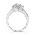 14K White Gold 1-1/2 Cttw Round and Baguette Diamond Bypass Cocktail Ring Band (H-I Color, SI1-SI2 Clarity) - Size 7 by Bids.com